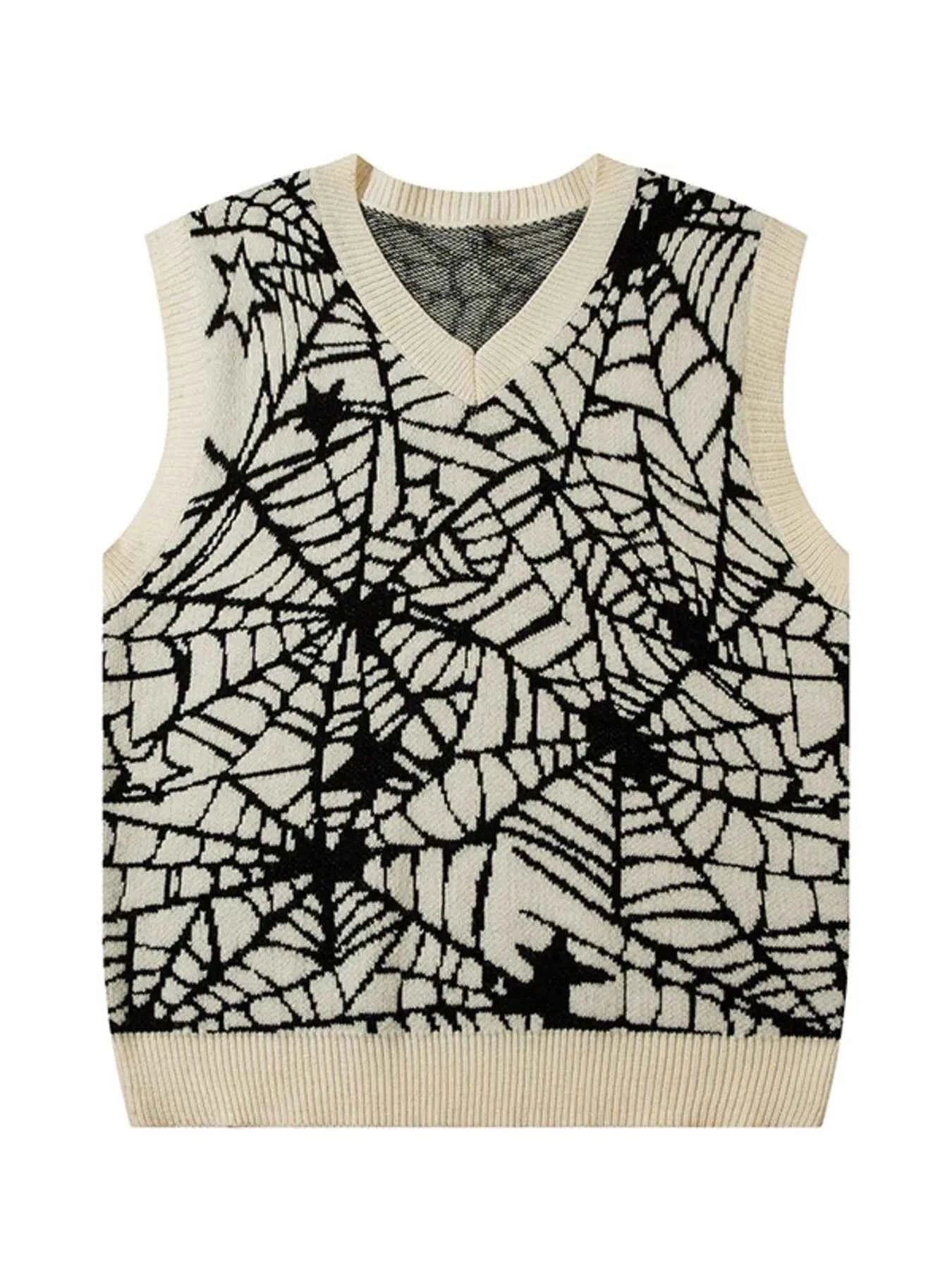 Men's Spider Web V-Neck Sweater Vest